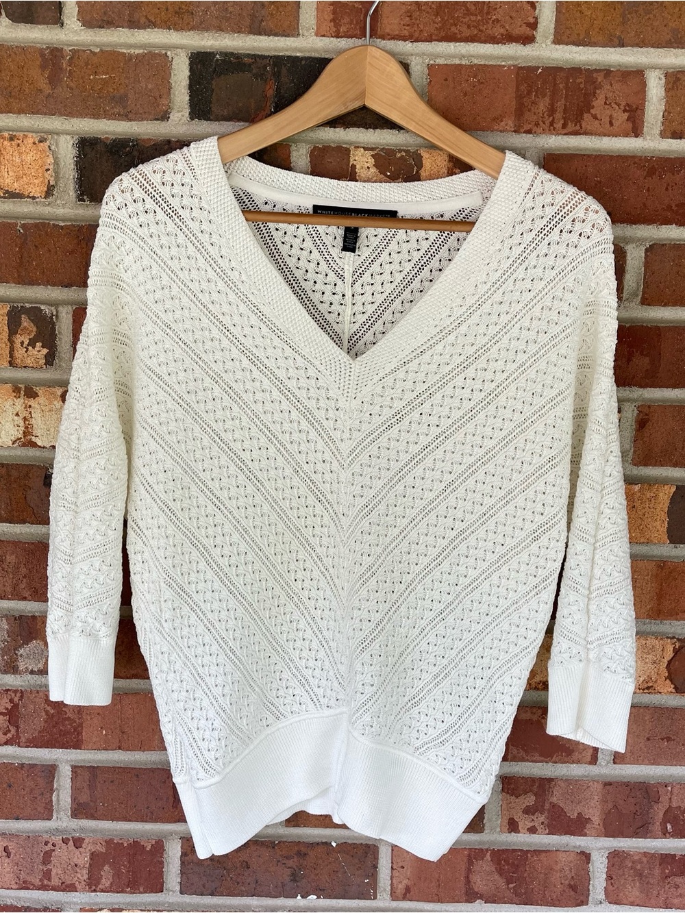 WHBM BOHO Chevron Cream Sweater Size Small